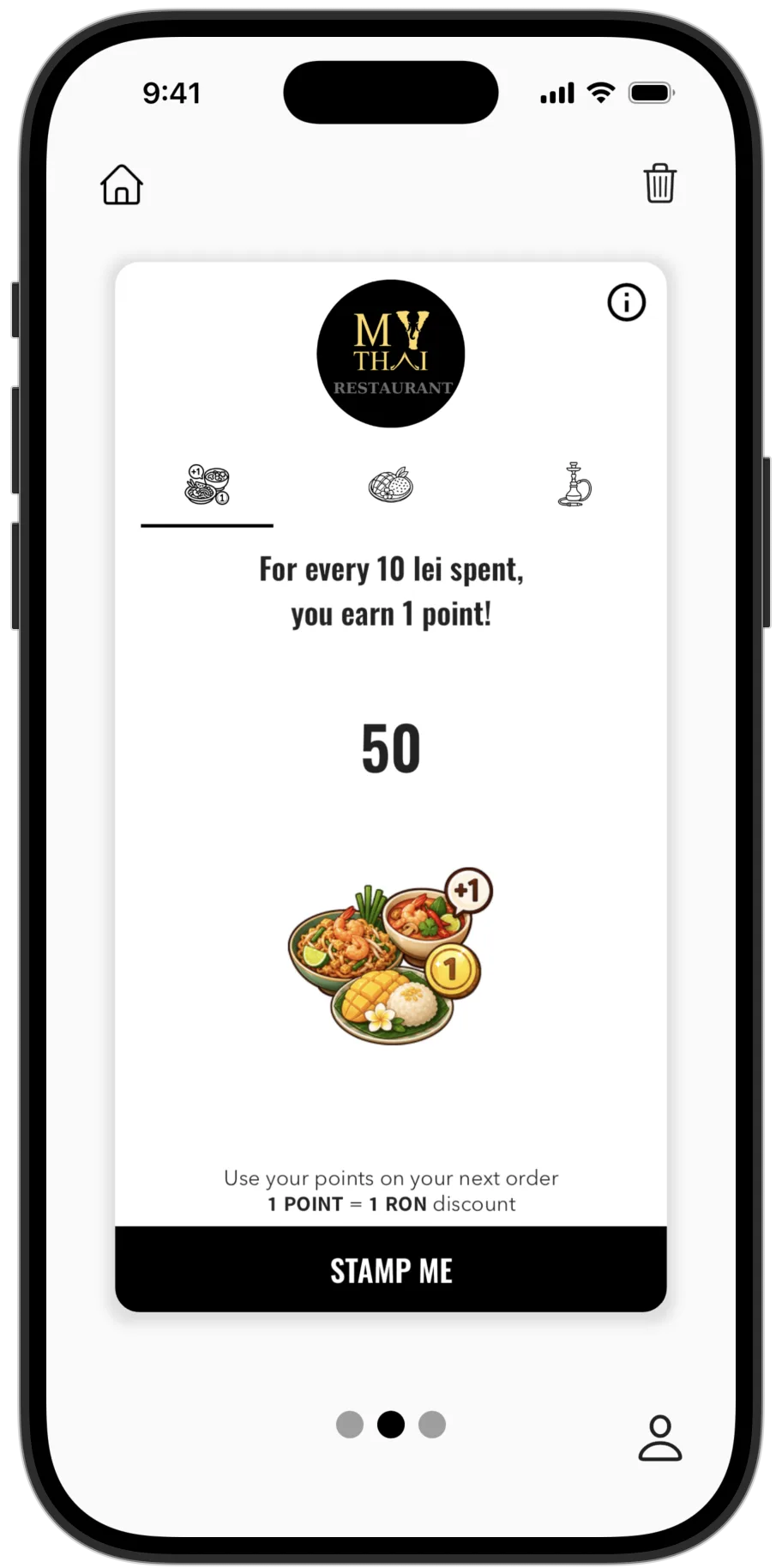 La tessera My Thai nell'app Stampino